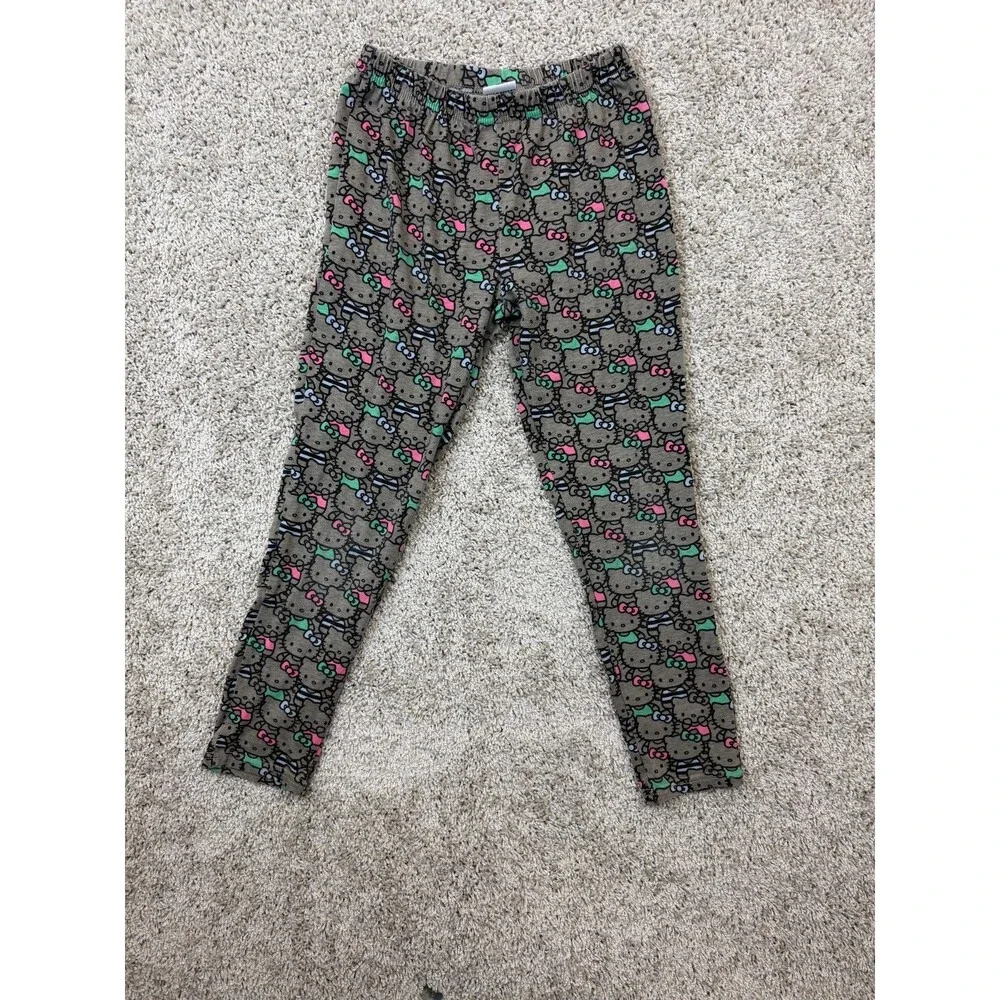 Hello Kitty Sanrio Girls Size 8/10 Gray All Over Print Leggings Stretch Pants